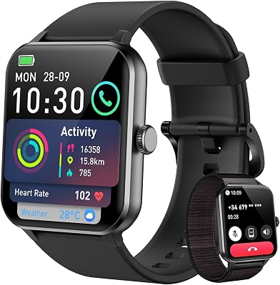 Relógio inteligente masculino (Fazer/Receber Chamadas), Relógio Inteligente Masculino de 1,85" - Monitor de Frequência Cardíaca/Oxímetro/Sono, Mensagens do Whatsapp, Pulseira de Atividade - 100 Modos Desportivos, Podómetro, Android iOS