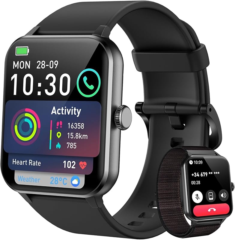 Smartwatch Hombre (Realizar/Recibir Llamadas), 1.85" Reloj Inteligente Hombre - Pulsómetro/Oxímetro/Sueño, Whatsapp Mensajes, Pulsera Actividad - 100 Modos Deportivos, Podómetro, Android iOS