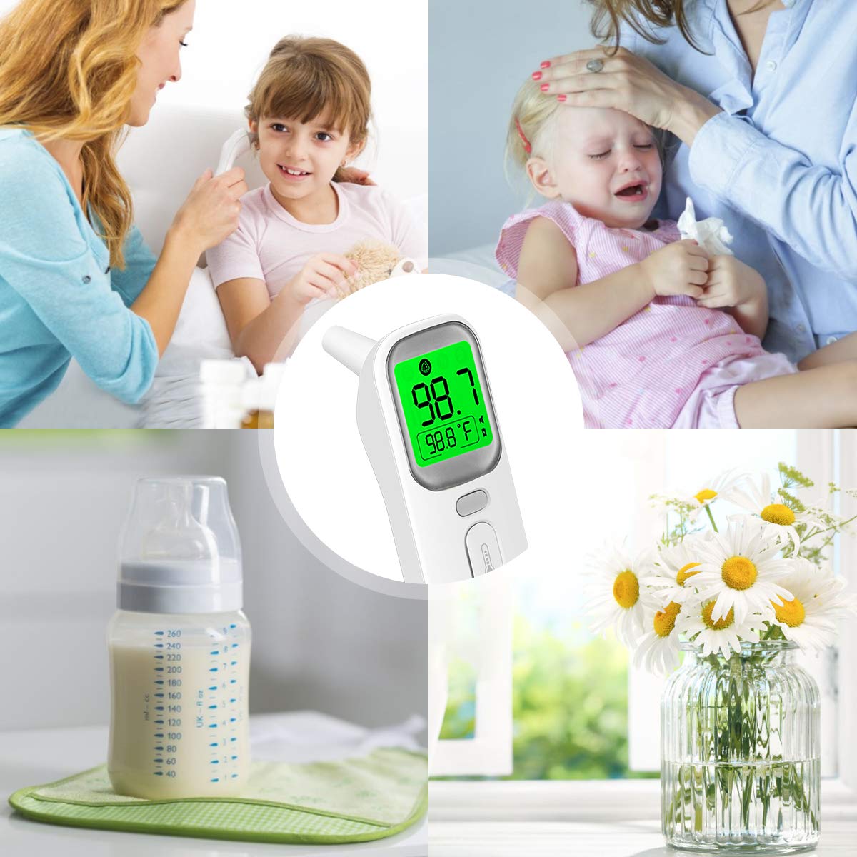 Infrared Thermometer for Adults Forehead Ear Thermometer with Fever Alarm Digital Thermometer for Babies,Children,Adults Indoor and Outdoor Use: Industrial & Scientific
