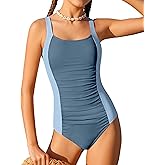 BAVEDER Girls Swimsuit One Piece Swimsuits Solid Ruched Bathing Suit for Girls Full Coverage Modest Padded Swimwear 9-16y