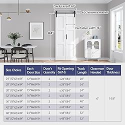 FREDBECK 32X84(Double 16x84) White Bifold Barn Door