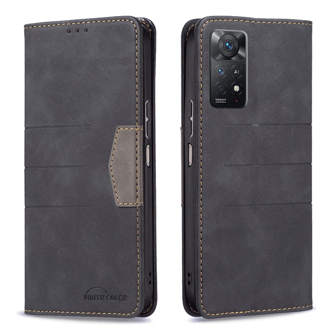 Klapber Cover for Xiaomi Redmi Note 11 Pro Phone Case for Redmi Note 11 Pro Leather Wallet Case Flip Protective ID Card Slots & Stand Holster TPU Silicone Cover for Redmi Note 11 Pro, Black