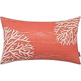 TRENDIN Coral Throw Pillow Cover 12X20 for Couch Coastal Beach Decor Lumbar Linen Cushion Case Sofa Farmhouse Home Decorations Pink PL1103TR
