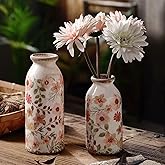 Small Rustic Ceramic Flower Vase - Farmhouse Vase for Flowers,Vintage Vases for Home Decor,Farmhouse Decorative Vases for Living Room,Kitchen,Bedroom,Bathroom and Entryway Mantel