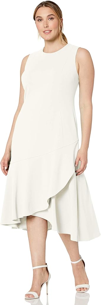 calvin klein flounce hem midi dress