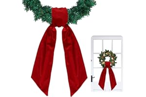 TONIFUL Wreath Sash for Front Door 4.5" x 56" Red Velvet Wreath Sash for Embroidery Garland Doorway Indoor Outdoor Wall Yard Ribbon Bow Christmas Party Home Decor