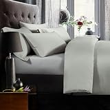 NTBAY Egyptian Cotton Fitted Sheet 500 TC Light Grey 30cm Deep Pocket view 2