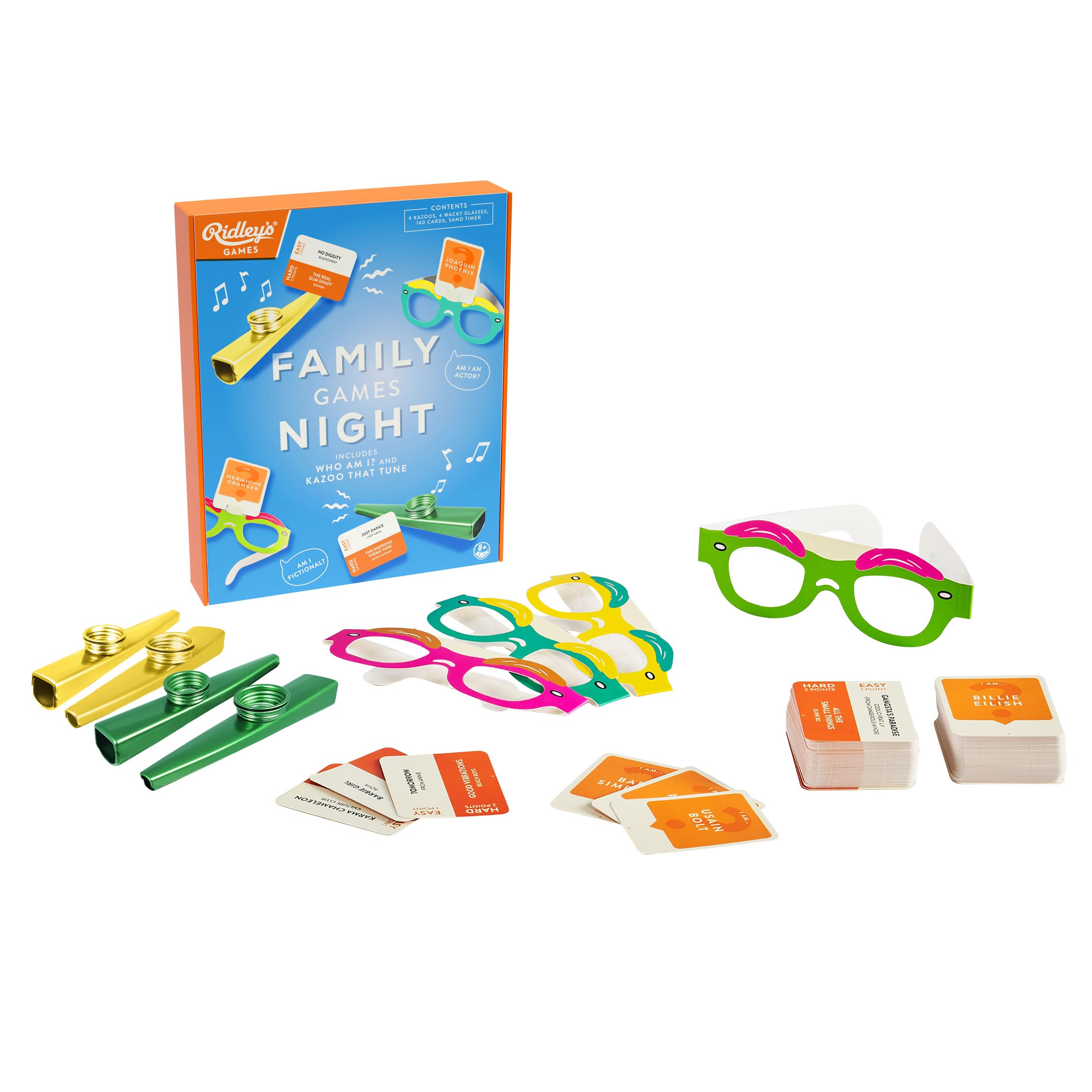 Ridley’s | Family Games Night | Includes - Kazoo That Tune and Who Am I | Ages 8+ | 2+ Players | 20+ Minutes Playing Time, A5