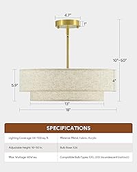 VONLUCE Modern Chandeliers, 18" Drum Chandeliers