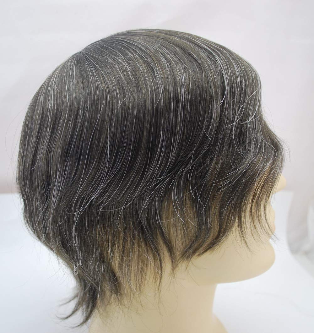Buy Suncolor Hair Swiss Lace Grey Hair Toupee For Men Dark Brown
