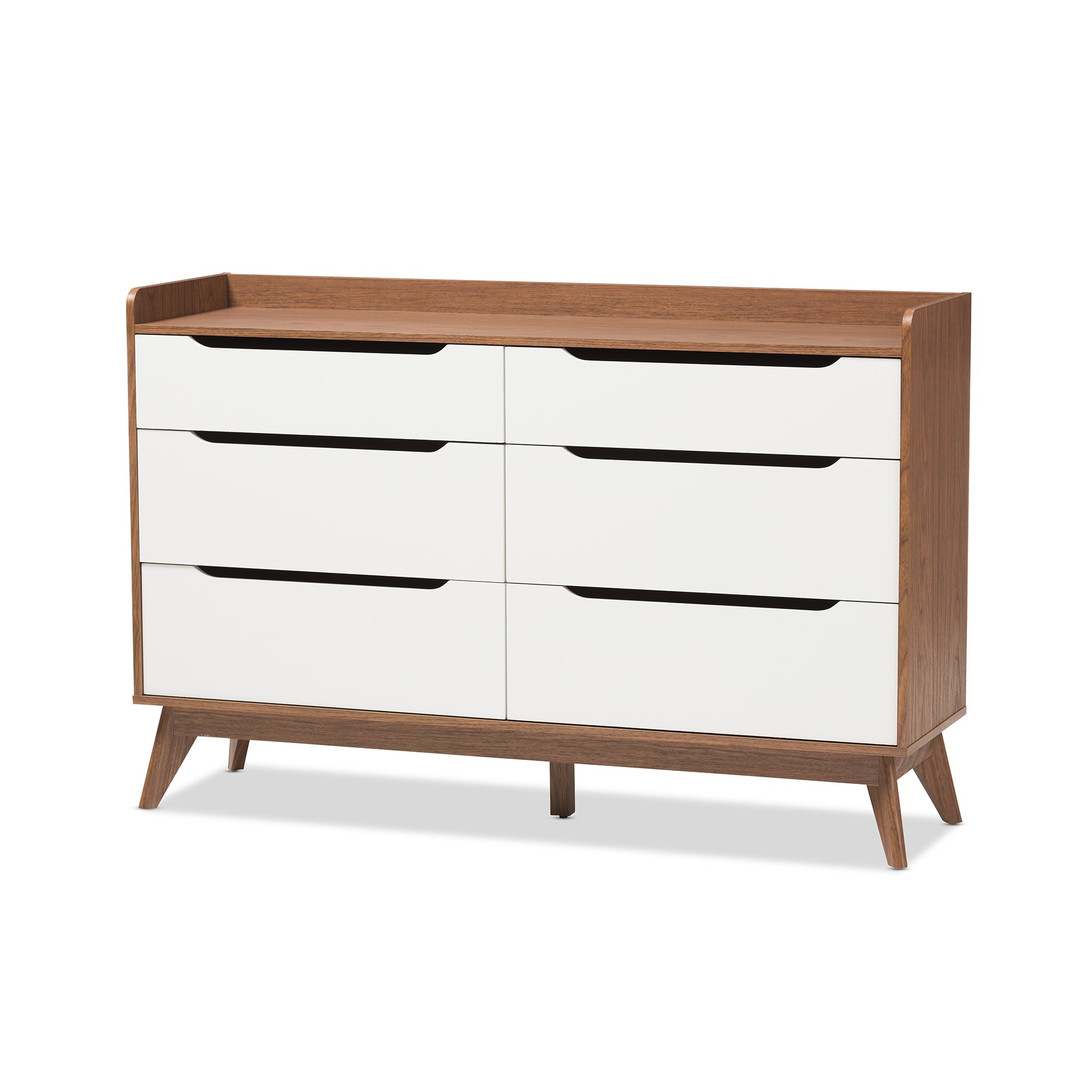Photo 1 of Baxton Studio Chests of Drawers/Bureaus, 6-Drawer Storage Dresser, White/Walnut Brown