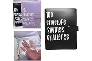 AREYTRV 100 Envelope Challenge Binder | Easy and Fun Way to Save $5,050 - Savings Challenges Binder, Budget Binder with Cash Envelopes for Budgeting Planner & Saving Money (Black)