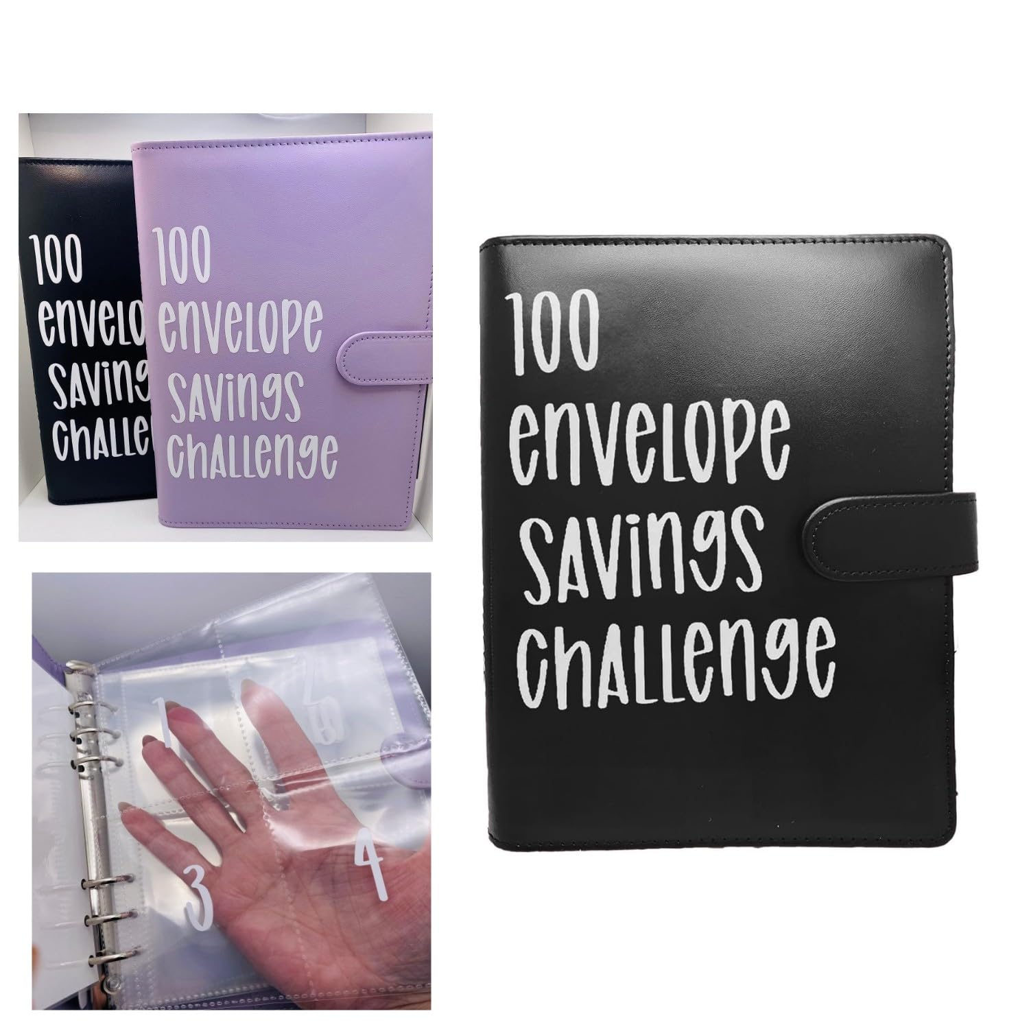 Photo 1 of 100 Envelope Challenge Binder | Easy and Fun Way to Save $5,050 - Savings Challenges Binder, Budget Binder with Cash Envelopes for Budgeting Planner & Saving Money (Black)