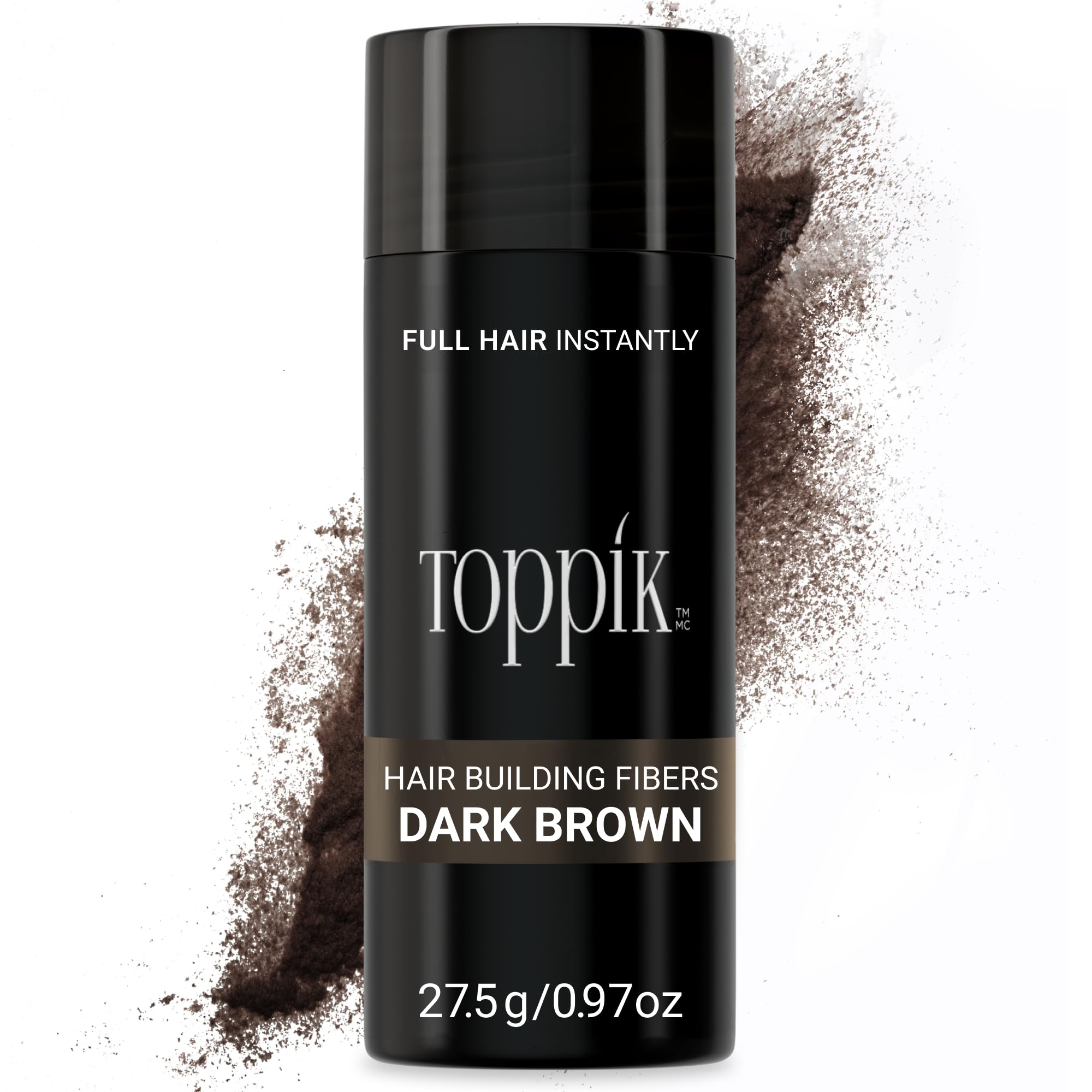 Photo 1 of Toppik Hair Building Fibers, Dark Brown, 27.5g Fill In Fine or Thinning Hair, Instantly Thicker, Fuller Looking, 9 Shades for Men & Women, Keratin Protein Formula