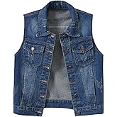 Locachy Women's Casual Denim Vest Jacket Slim Fit Sleeveless Ripped Tops