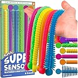 BUNMO Super Sensory Stretchy Strings 6pk | Calming & Textured Monkey Stretch Noodles | Sensory Toys for Autistic Children | S