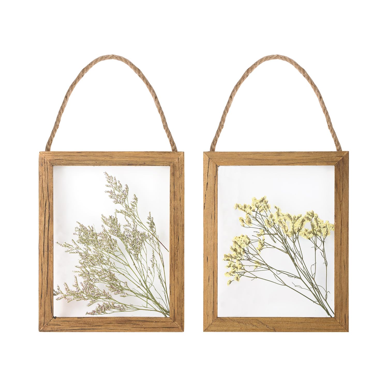 Photo 1 of NIKKY HOME Dried Flowers Grass Wall Art Set of 2 Natural Plant Artwork with Clear Glass Display Frame and Jute Rope Gallery Wall Decor Living Room Decor