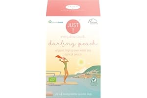 JUST T Darling Peach Premium Pyramid Tea Bag (20 pcs) | Organic White Tea – Blended with Apricot Peach | Biodegradable Premium Organic Tea Bags – Organic High-Grown Leaf Tea for All Tea Lovers