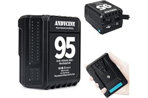 ANDYCINE Mini V-Mount Battery V-Lock 95Wh 10A Draw Batteries with Dual D-Tap & USB-A Output to Power Camcorder Camera,Compatible with BMPCC 4K,6K, Led Studio Lights(Battery Charger NOT Includ)