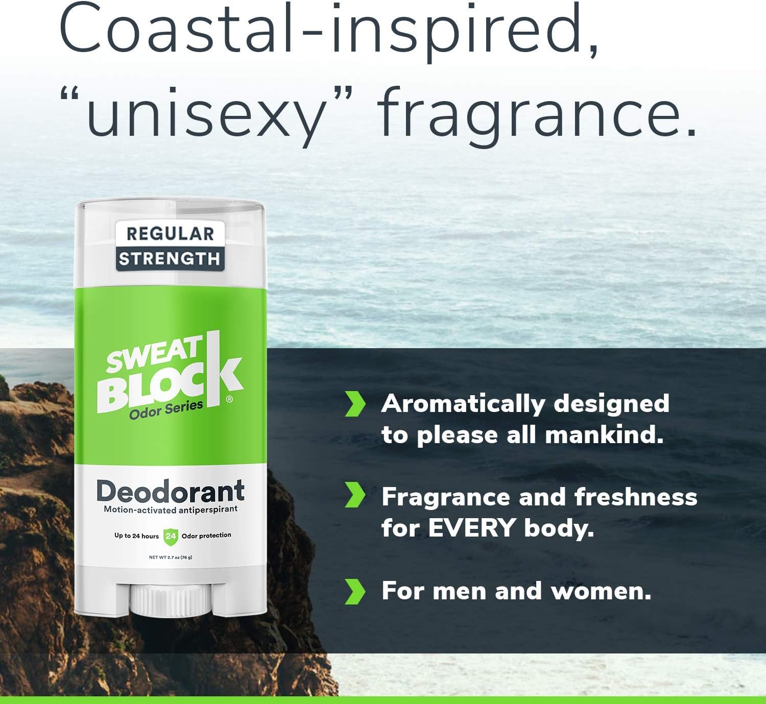 SweatBlock Deodorant Antiperspirant for Women & Men, 24-Hour High Degree Sweat & Odor Protection, Non-Irritating Smooth Glide - Image 3