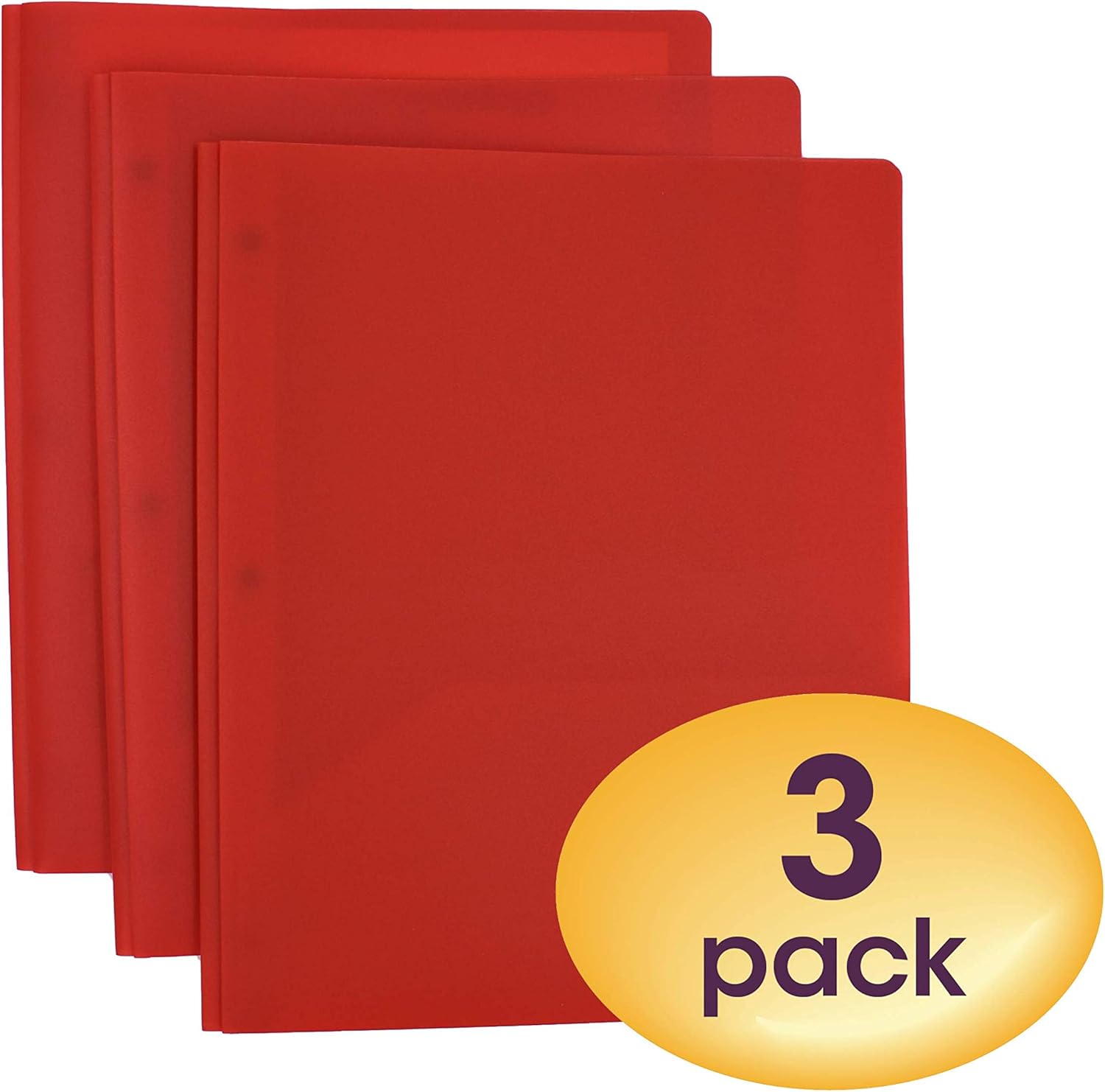 Smead Poly Two-Pocket Folder, Three-Hole Punch Prong Fasteners, Letter Size, Red, 3 Per Pack (87730) : Office Products