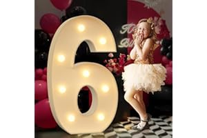 Tongjoy Marquee Light Up Numbers 6, 3FT Giant Marquee Numbers for 16th 60th Birthday Decoration, Large Light Up Numbers for Anniversary Party Decor, Pre-Cut Foamboad Mosaic Numbers