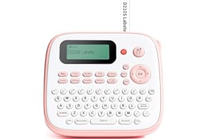 Vixic Label Makers-D210S Labeler Machine-Portable 12mm Label Printer,QWERTY Keyboard,500+Symbols,AC Adapter Include,Labeling Sticker for Home Office School Small Business Organization