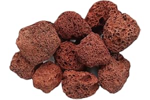 Tfwadmx 10 Pack Aquarium Red Lava Rock Fish Tank Volcanic Pumice Stones for Shrimp Betta(1.18''-1.96'')