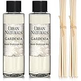 Urban Naturals Gardenia Scented Oil Reed Diffuser Refill | Includes a Free Set of Reed Sticks! Jasmine, Ylang Ylang, Tuberose & Amber Notes, 4 oz (2 Pack)
