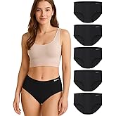Gladbecke Womens Underwear Bamboo Rayon High Waisted Full Coverage Panties Soft Breathable Stretchy Comfort Briefs 5 Pack