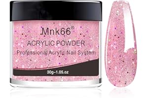 Mnk66 Acrylic Powder Professional Neon Color Glitter Pink Acrylic Nail Powder for Nail Extension, French Nail Art 3D Flowers, Nail Carving, Beginner (YSJF015-30g)
