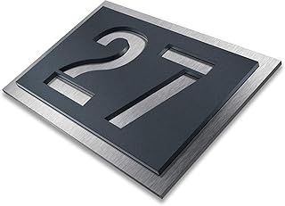 Metzler Hausnummer aus Edelstahl - wählbar in Anthrazit-Grau RAL 7016/ Schwarz/Weiß/Blau - Rostfrei & wetterfest, individuell - nach Wunsch - made in Germany