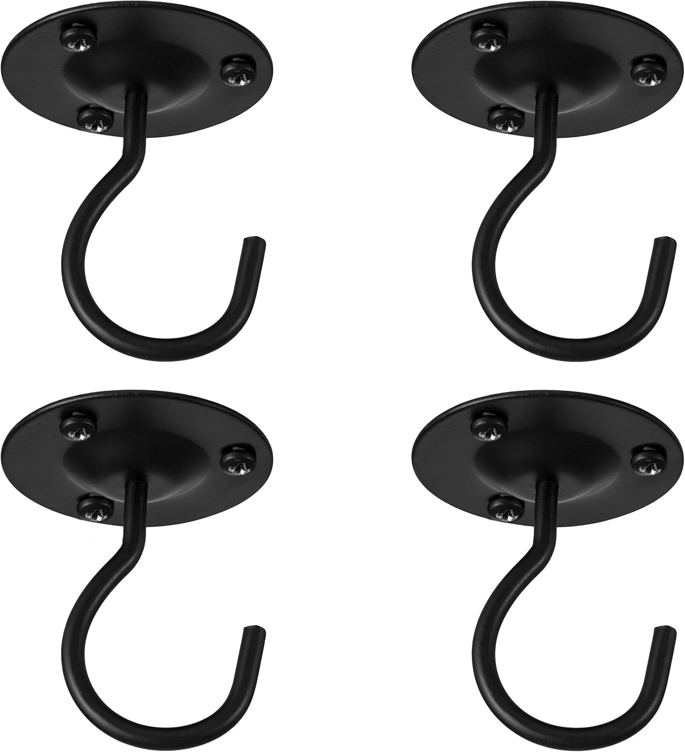 Outdoor Hanging Brackets - Monarch Abode 20145 Wall Mount Plant Hook Premium Metal Decorative Hanging Bracket for Plants Bird Feeders Planters Home Decor Ceiling Hook, Heavy Duty, 2.7 inch, Set of 4, Matte Black