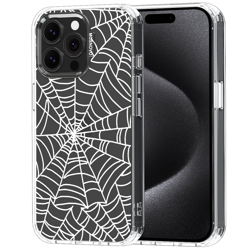 MOSNOVO Case for iPhone 15 Pro Max, [Buffertech 6.6ft Military-Grade Drop Protection] [Anti Peel Off Tech] Clear TPU Bumper Phone Case Cover Design - Spider Web — image 1