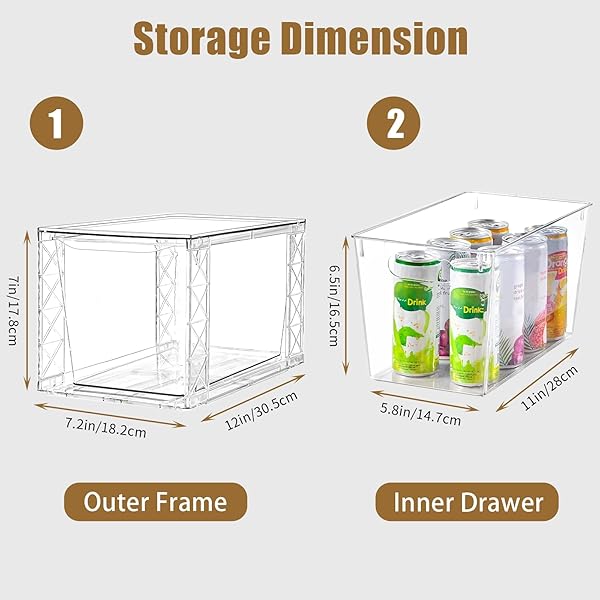 CLEMATE 6PACK STACKABLE KITCHEN STORAGE ORGANIZER, PANTRY ORGANIZERS AND STORAGE, CLEAR FOODS ORGANIZER BINS WITH HANDLES, EASILY ASSEMBLE FOR BATHROOM, KITCHEN, PANTRY, CABINET, CLOSET