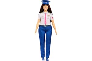 Barbie Careers Pilot Fashion Doll Wearing Removable Look with Flight Uniform & Shoes, Plus Hat Accessory