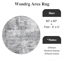 WondRg 5x5 Washable Round Rug Grey Abstract Modern