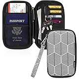 Skycase Passport Holder Document Organizer Bag, Travel Wallet with Credit Card Holder, Black