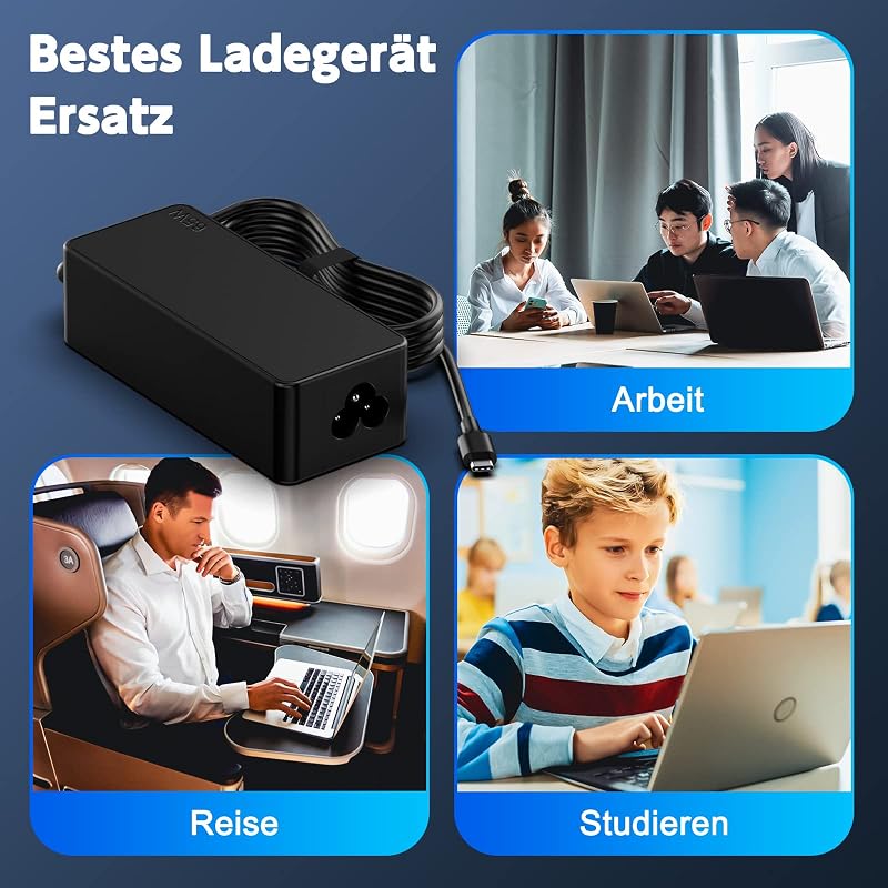 65W Laptop Ladekabel USB C Netzteil für Lenovo ThinkPad T14 T15 L13 L14 L15 E14 E15,X1 Carbon T470 T480 T490 T590 E580 E590 E595 Yoga 7i 9i C740 720 730 720-13ikb C930 C940 C340-11 Ladegerät Adapter