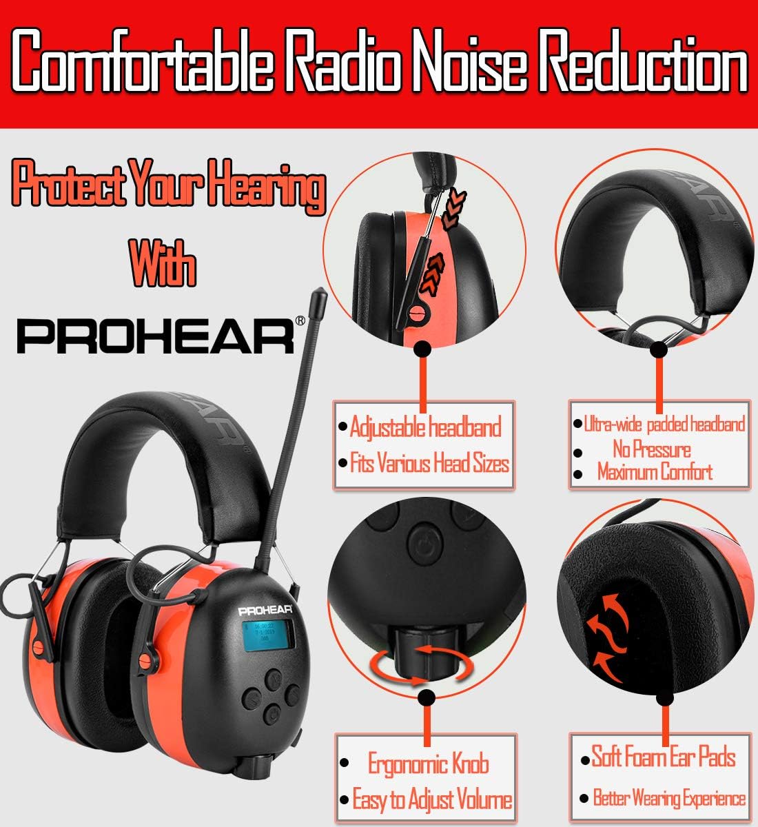 PROHEAR 033A DAB+ Wireless Bluetooth Ear Defenders with FM Radio