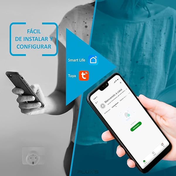 Enchufe Inteligente Wifi Fluxs Con Monitor de Consumo Programable y Funcion de Temporizador y Horarios Control Remoto Con IOS y Android Compatible Con Alexa Echo Google Home e IFTTT