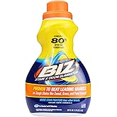 Biz Detergent Stain and Odor Eliminator, 50 oz Liquid Laundry Booster – Powerful Stain Remover for Clothes, Activewear, and Household Fabrics