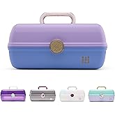 Caboodles On-The-Go Girl Makeup Box, Two-Tone Lavender on Blue, Hard Plastic Makeup Organizer Box, Built-In Mirror, Secure Latch for Safe Travel, Spacious Storage for Large Items