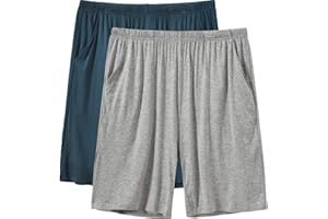 JINSHI Men’s Pajama Shorts Soft Comfortable Lightweight Elastic Drawstring Men Lounge Sleep Shorts with Pockets