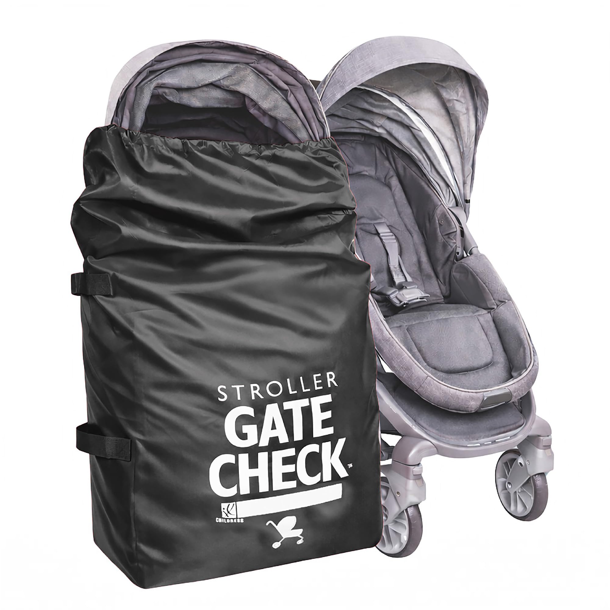 J.L. Childress Gate Check Bag for Standard & Double Strollers - Stroller Air Travel Bag, Black