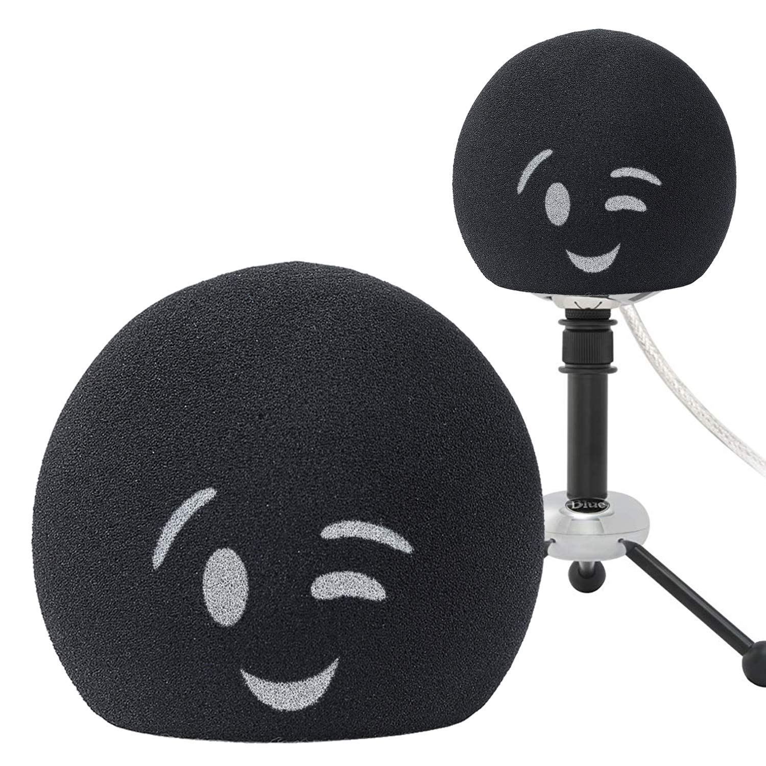 YOUSHARES Blue Snowball Pop Filter - Customizing Microphone Windscreen Foam Cover for Improve Blue Snowball iCE Mic Audio Quality (Smile)