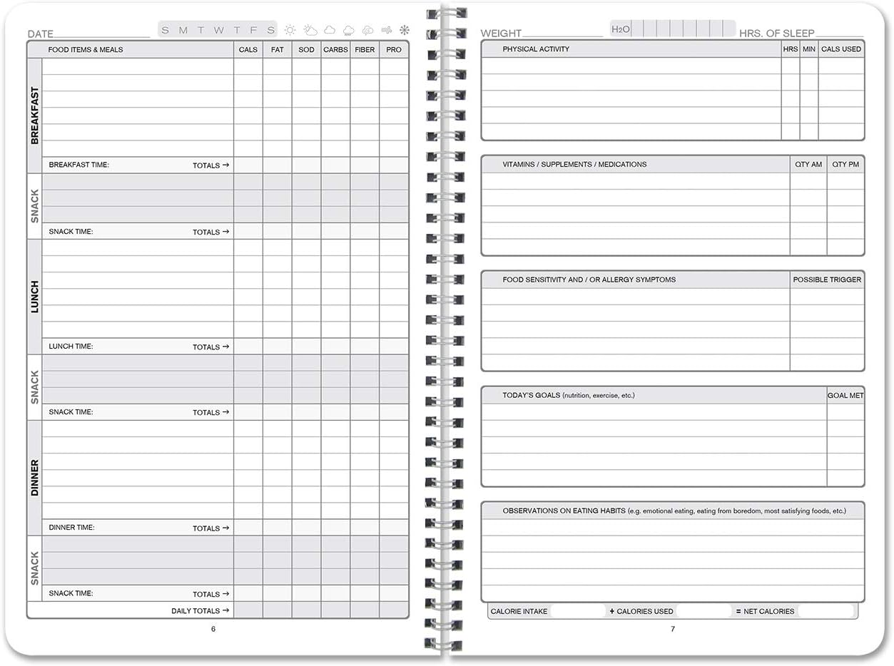 BookFactory Food and Health Journal/Food Diary/Fitness Journal Notebook, 186 Pages, 6" x 9" Durable Thick Translucent Cover - Image 5