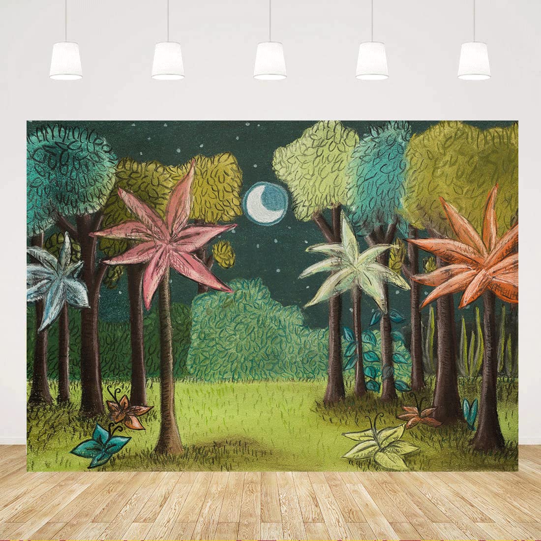 Photo 1 of 5x3ft Painted Wild One Birthday Backdrops for Photography Picture Boys Beast of The Wild Jungle Forest Animal 1st Theme Baby Shower Party Decoration Supplies Cake Smash Photo Booth Background Banner