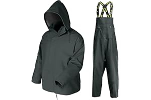 NAVIS MARINE Men's Workwear PRO Rain Suit - Waterproof Jacket and Bib Pants 3-piece Set for Ultimate Safety and Comfort