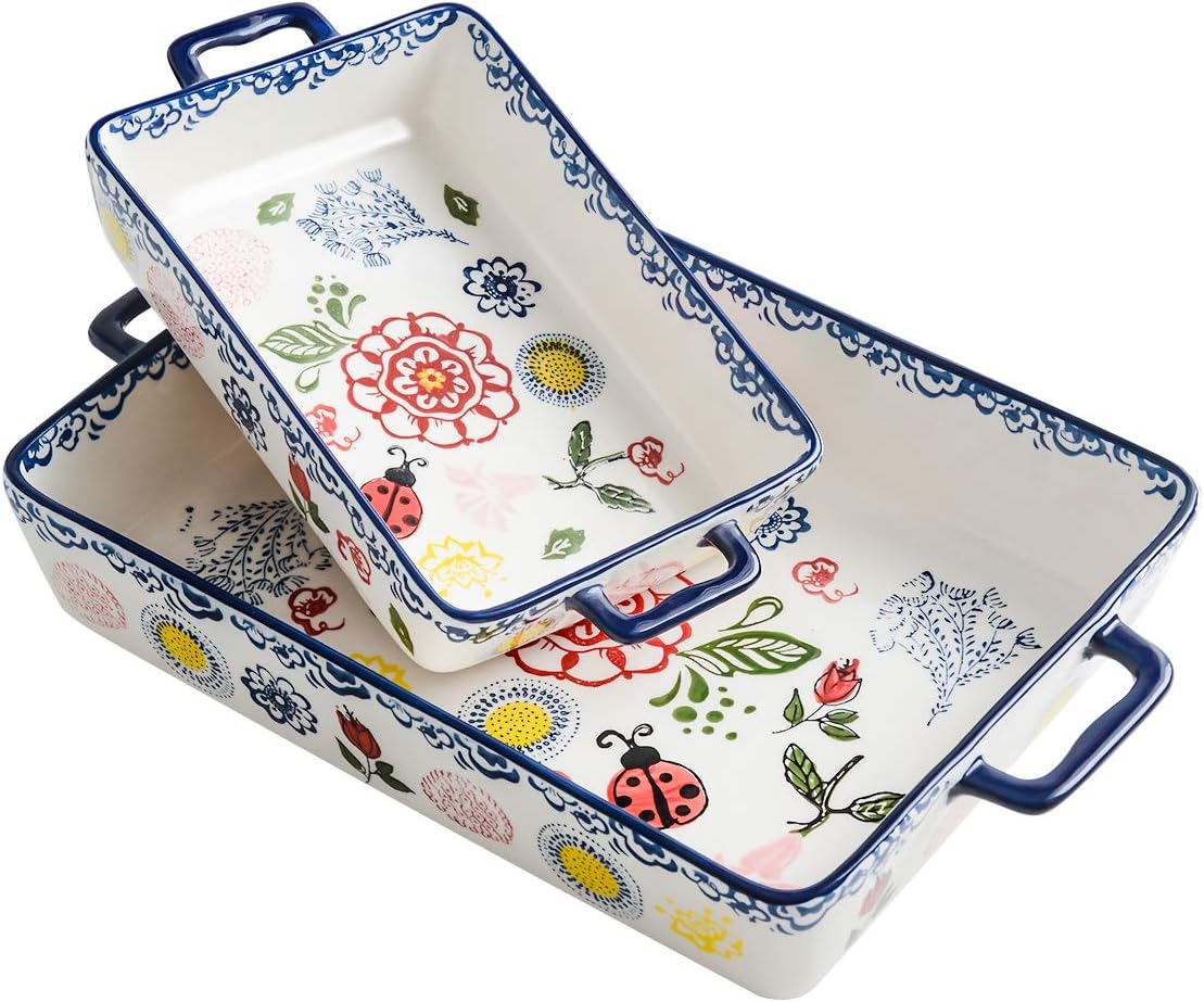 BFU Ceramics Rectangular Baking Dish Set, 2piece, Baking Pans for